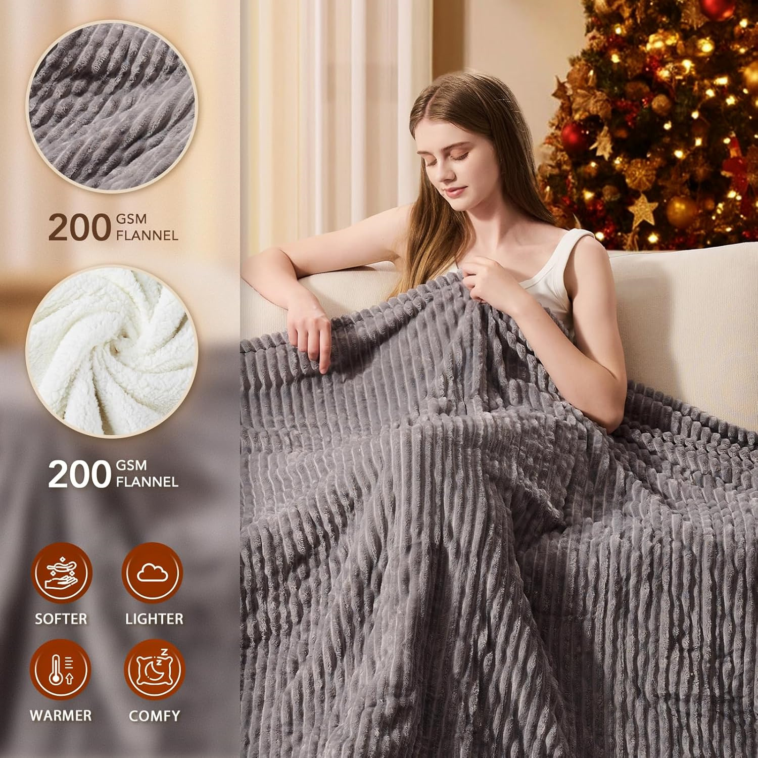 Electric Heated Blanket Queen Size - 84"x90" Heating Blanket Queen Size Dual Control 1/2/4/6/8 Hours Auto-Off 10 Heat Level Over