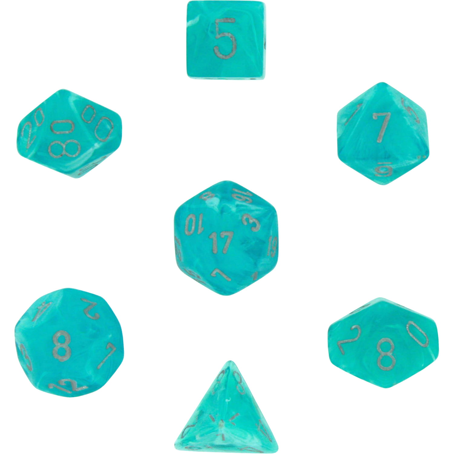 Polyhedral Dice Cirrus Aqua W/silver 7 Set Chessex Manufacturing Chx27465 for sale online 