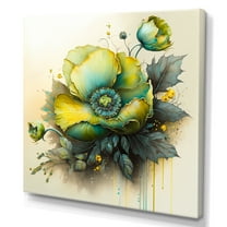 Designart Green Blooming Flower II Canvas Wall Art