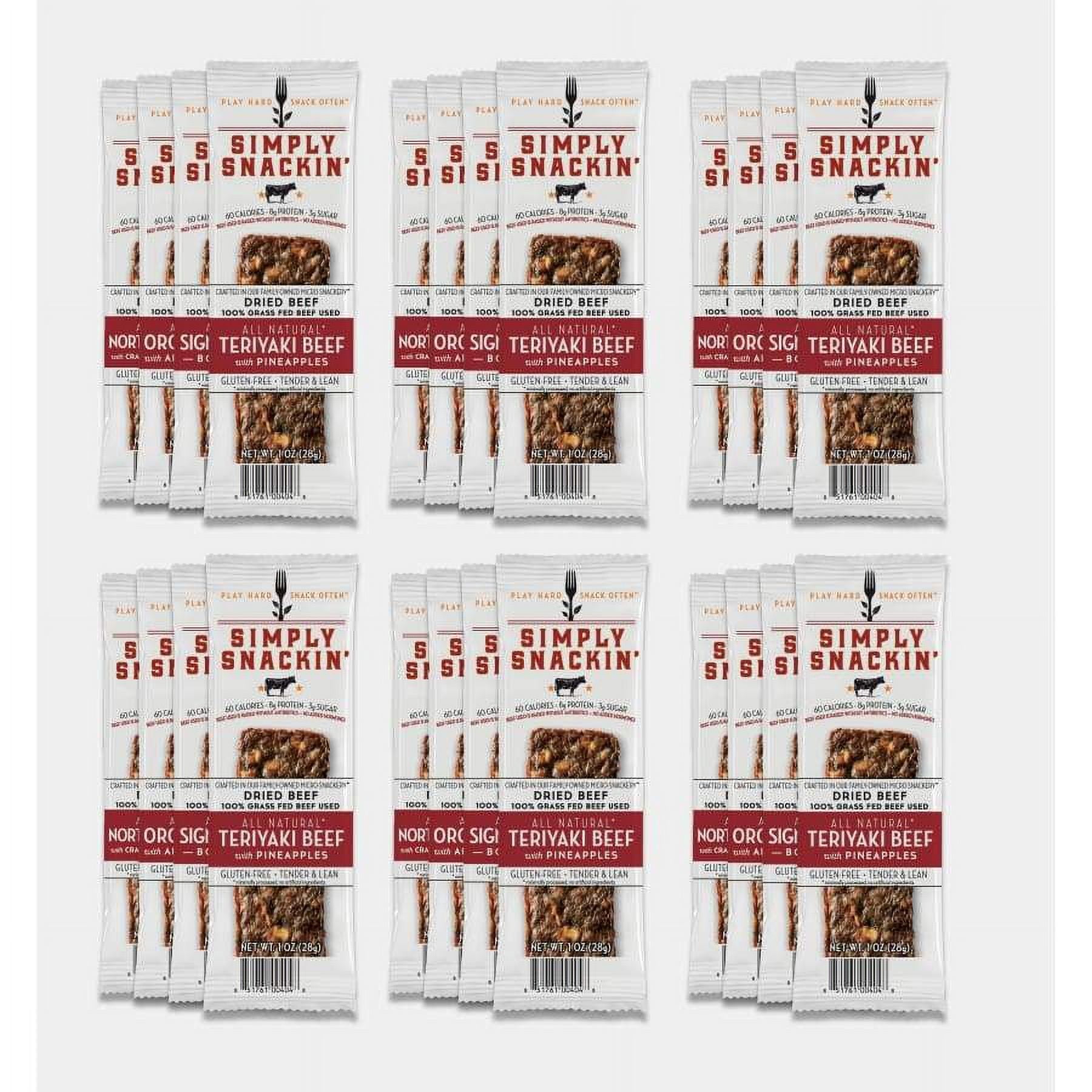 Simply Snackin' Beef Protein Snack - Variety Pack Sizes: 24-pc Variety Pack (96 Strips)