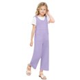 thumbnail image 5 of MKOSPLRT Girls Jumpsuits Sleeveless Tie Knot Casual Jumpsuits One Piece Scoop Neck Baggy Wide Leg Overalls Solid Jumpers with Pocket Kids Clothes, 5 of 9