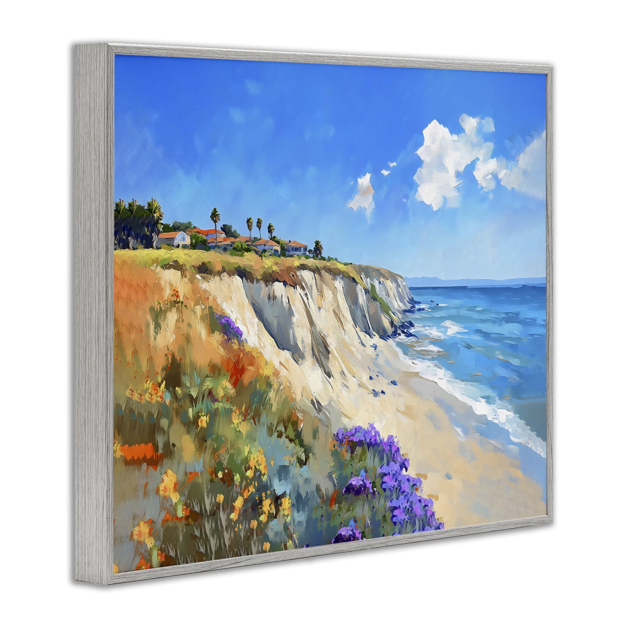 Stupell Industries Coastal Wildflower Field Gray Framed Giclee Art, design by The Prints Vibe
