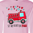 thumbnail image 4 of Inktastic Set My Heart on Fire Valentine Fire Truck with Hearts Long Sleeve T-Shirt, 4 of 5