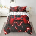 thumbnail image 2 of Red Honeycomb Bed in a Bag Queen Comforter Set 7 Piece,Gaming Bedding Sets Gamer Room Decor Sheet Set with Comforter, 2 of 5