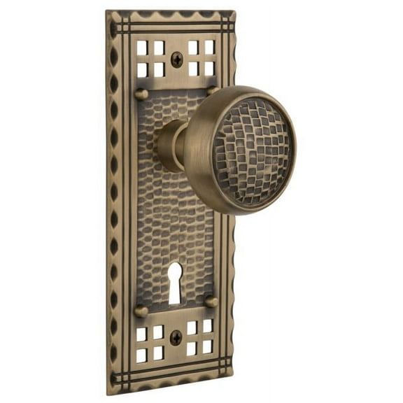Nostalgic Warehouse Cracra_Dp_Kh Vintage Craftsman Solid Brass Dummy Door Knob Set - Brass