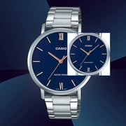 Casio Men’s Silver Bracelet Analog Watch with Blue Dial - MTP-VT01D-2BUDF