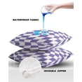 thumbnail image 4 of Pack of 2 Outdoor Pillow Covers, Purple White Block Lattice Plaid Waterproof Square Throw Pillowcase Cushion Decorative Pillow Covers for Couch Patio Tent, 16x16 in, 4 of 6
