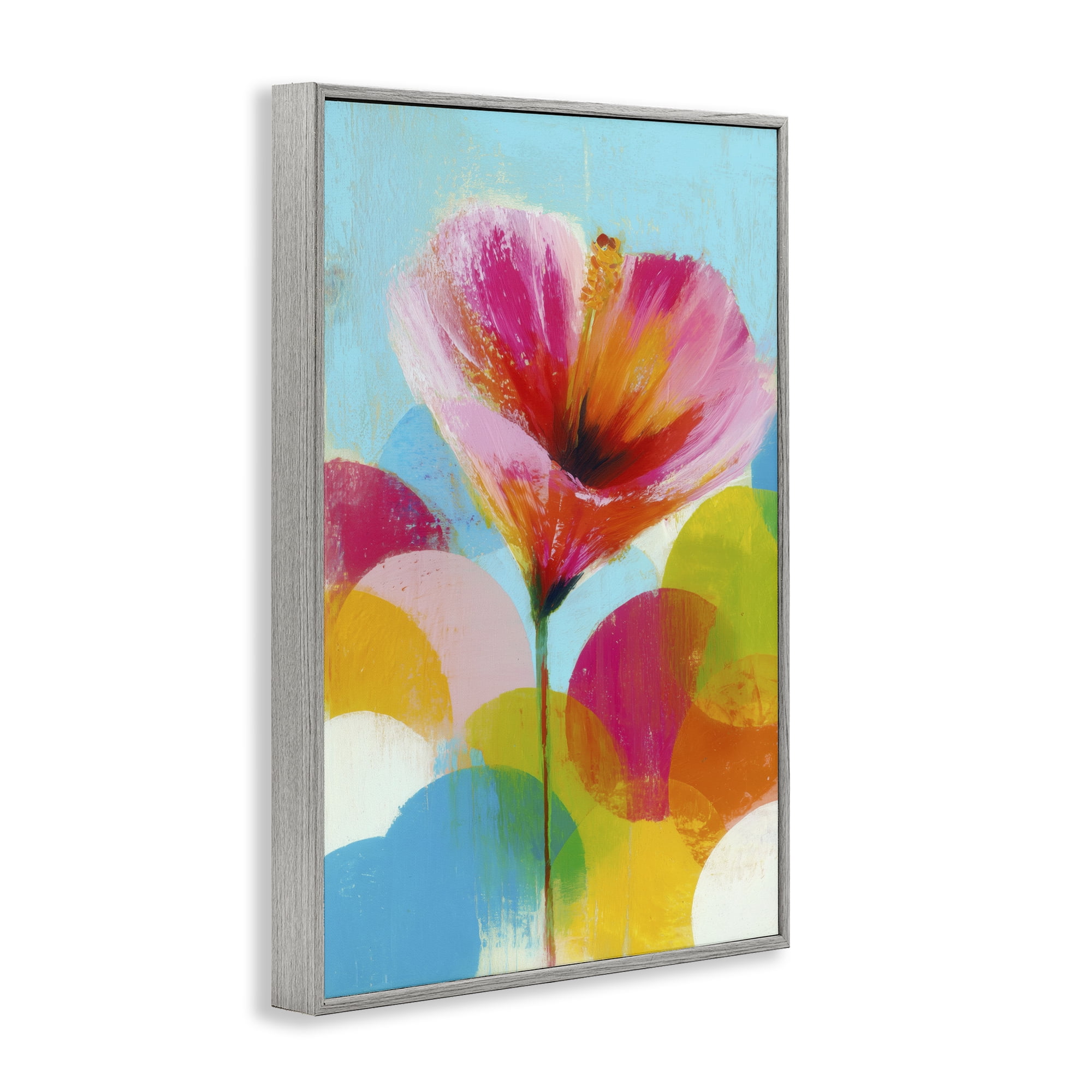 Stupell Industries Hibiscus In The Sun Gray Framed Giclee Art, design by Chromatic Storm Studio