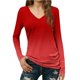 thumbnail image 2 of Xuyuer Womens 2026 Spring Summer Long Sleeve Shirts Basic Apparel Shirts Trendy V Neck Tshirt for Women Curved Hem Tops Women's T Shirt Tops Casual Spring Clothes, 2 of 7