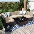 thumbnail image 2 of Sunny Hill 7 Metal Sectional Outdoor Conversation Sets with Chair and Table, Brown/Beige, 2 of 5