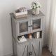 thumbnail image 4 of Gris 67 Inch Alto Freestanding de 3 Niveles Almacenamiento Gabinete con 4 cm de Profundidadoors y Ajustable Shelves para Living Sala cm de Profundidadining Sala Bathroom o Entryway, 4 of 8
