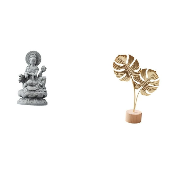 Estatua de Guan Yin, escultura de hoja de metal, figura artística de hierro, artesanía de piedra, decoración auténtica con base, adecuada para el