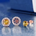 thumbnail image 2 of Gem Stone King 1.84 Ct Round Yellow Citrine 18K Rose Gold Plated Silver Earrings, 2 of 3