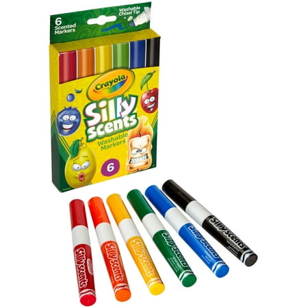 Crayola Silly Scents Chisel Tip Markers, Washable Scented Markers for Kids, 6 Count
