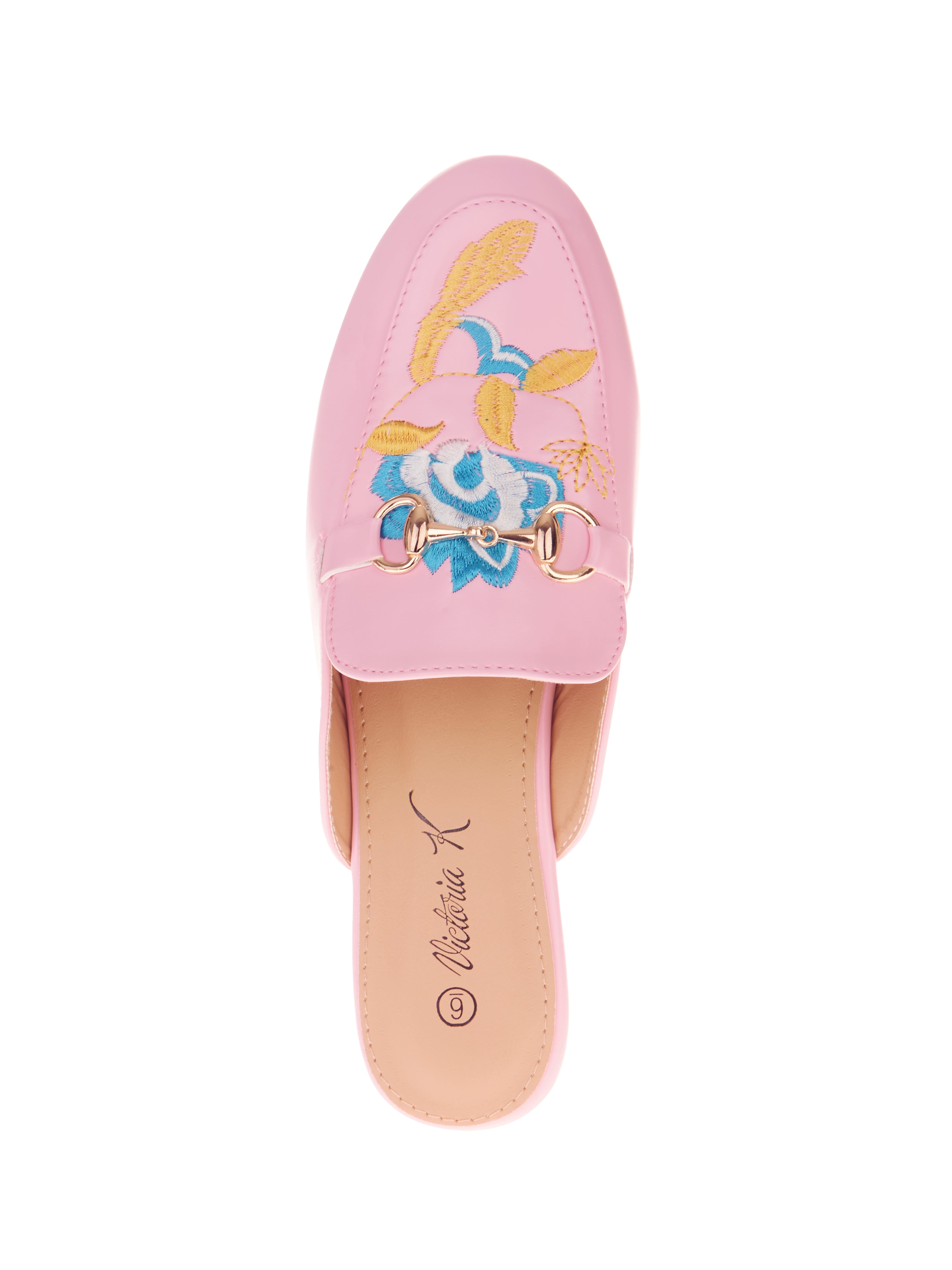 Victoria K Women's Embroidered Flower Mules