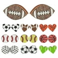 thumbnail image 7 of Sports Baseball Football Volleyball Basketball Wooden Stud Earrings, Fashionable Accessories, 7 of 7
