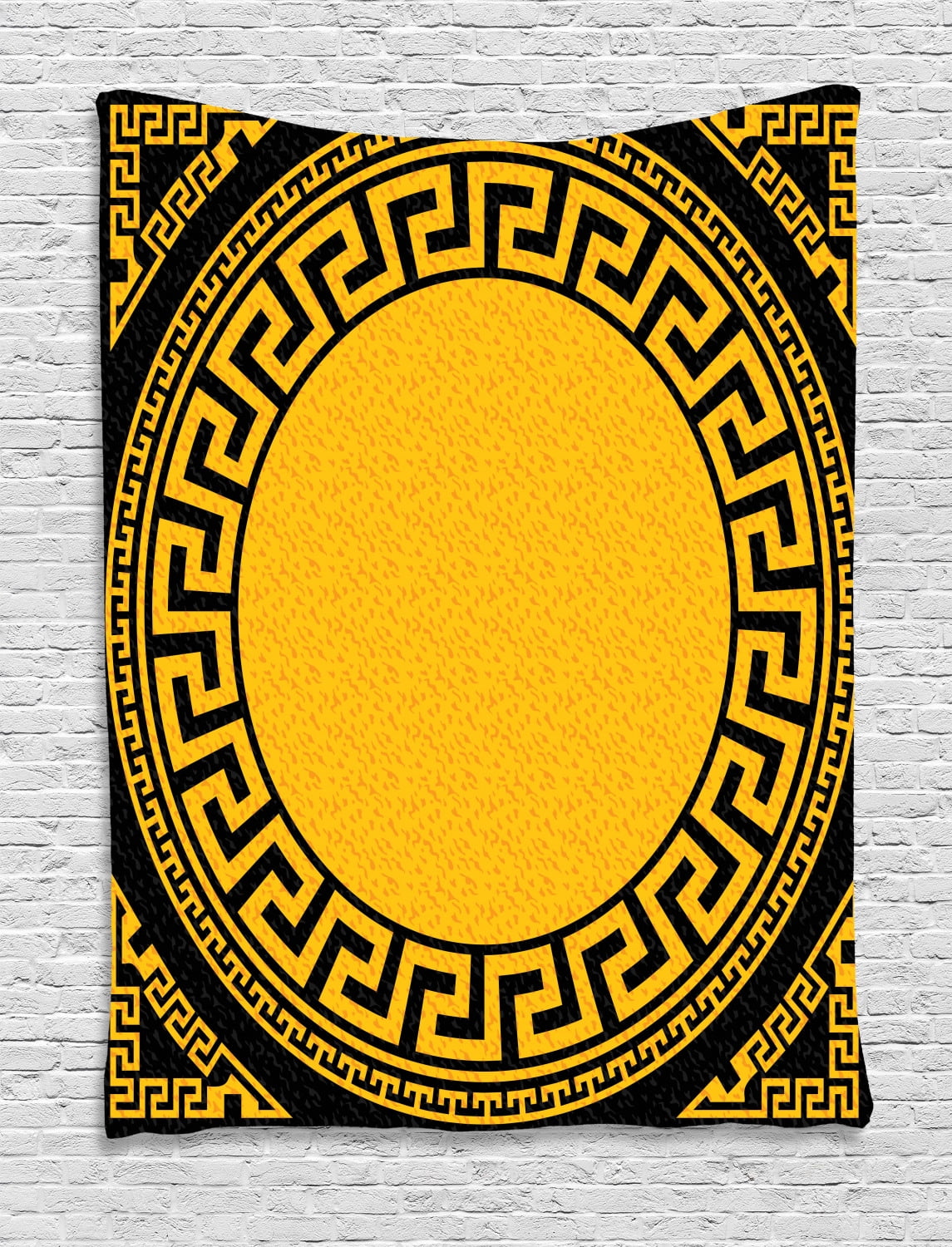 Greek Key Tapestry Sun Inspired Big Circle With Antique Fret And