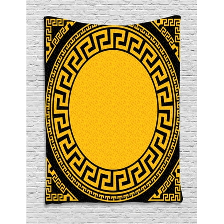Greek Key Tapestry Sun Inspired Big Circle With Antique Fret And