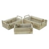 Set Of 3 Brown Wood Grain Rectangular Small Crate with Side Handles - Small
