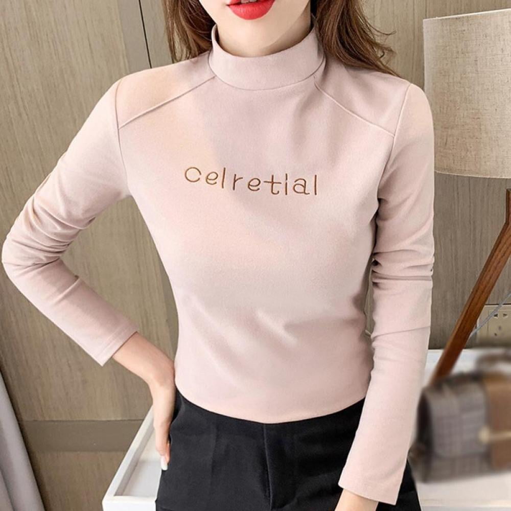 High Neck Warm Winter Tops For Ladies Women Winter Warm Velvet