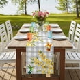 thumbnail image 4 of Spring Forsythia Flowers Table Runner, Yellow Floral Hummingbird Gray Plaid Cotton Linen Table Runners 108 Inches Long, Dresser Scarf Runner for Dining/Living Room/Kitchen/Square Tables 13''x108'', 4 of 9