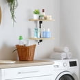 thumbnail image 6 of 2‑Tier Wall Mounted Floating Shelves, Solid Wood Storage Shelves with Black Metal Frame for Bathroom, Kitchen, Living Room, Office, 6 of 6