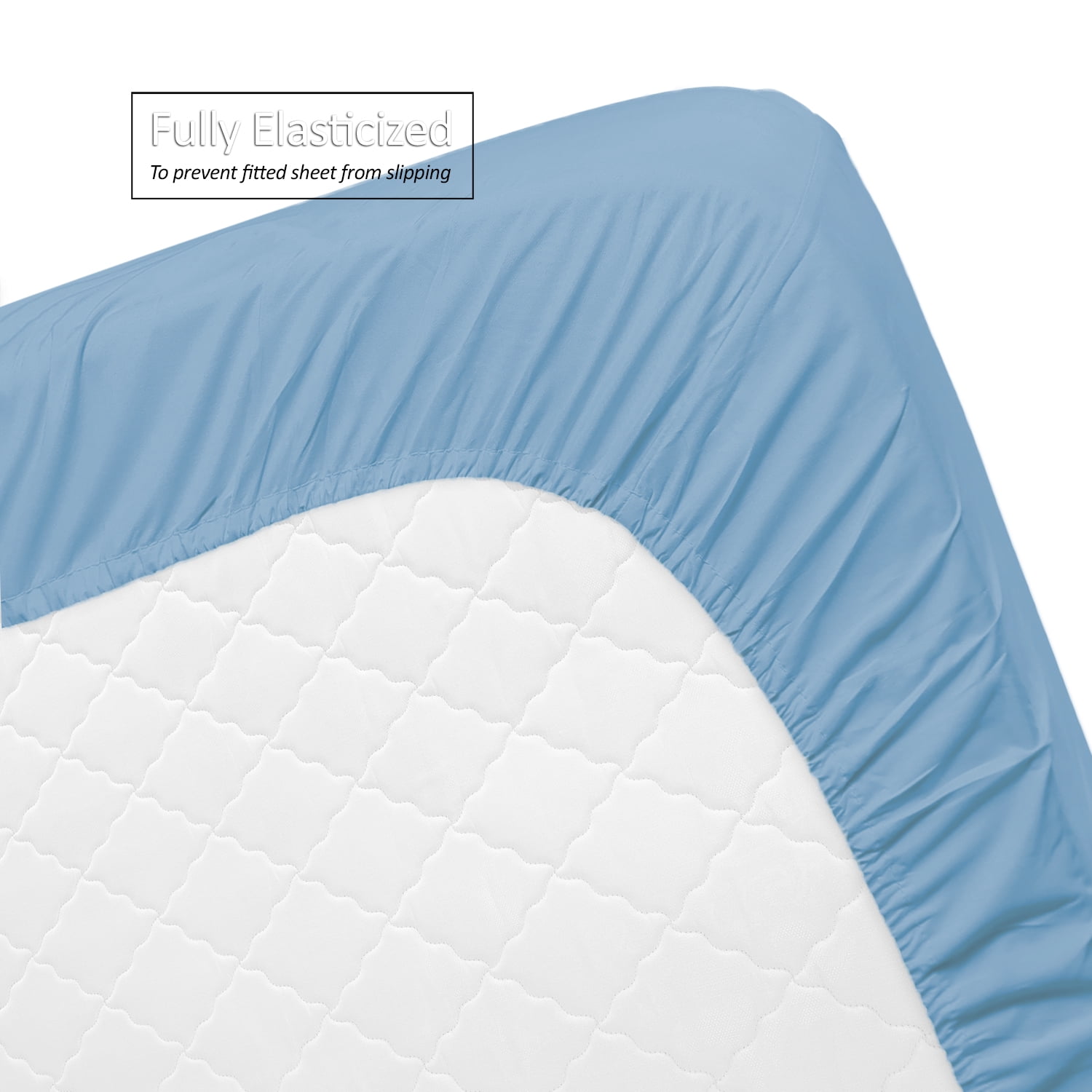 Hearth & Harbor 3-Piecet 1800 Thread Count Blue Microfiber Bed Sheet Set, Toddler Crib - Deep Pocket