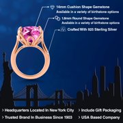 Gem Stone King 14.60 Ct Pink Created Sapphire Pink Lab Grown Diamond 18K Rose Gold Plated Silver Ring (Size 6)