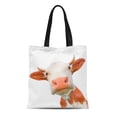 thumbnail image 1 of JSDART Sac Fourre-Tout en Toile Drôle Vache Regardant la Caméra Rouge Tacheté Sacs d'Épicerie Réutilisables Sac à Main, 1 of 1