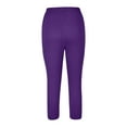 thumbnail image 4 of WCMZJ Capri Leggings for Women Lace Trim Yoga Pants High Waisted Tummy Control Cropped Legging Workout Compression Pant Purple L, 4 of 6