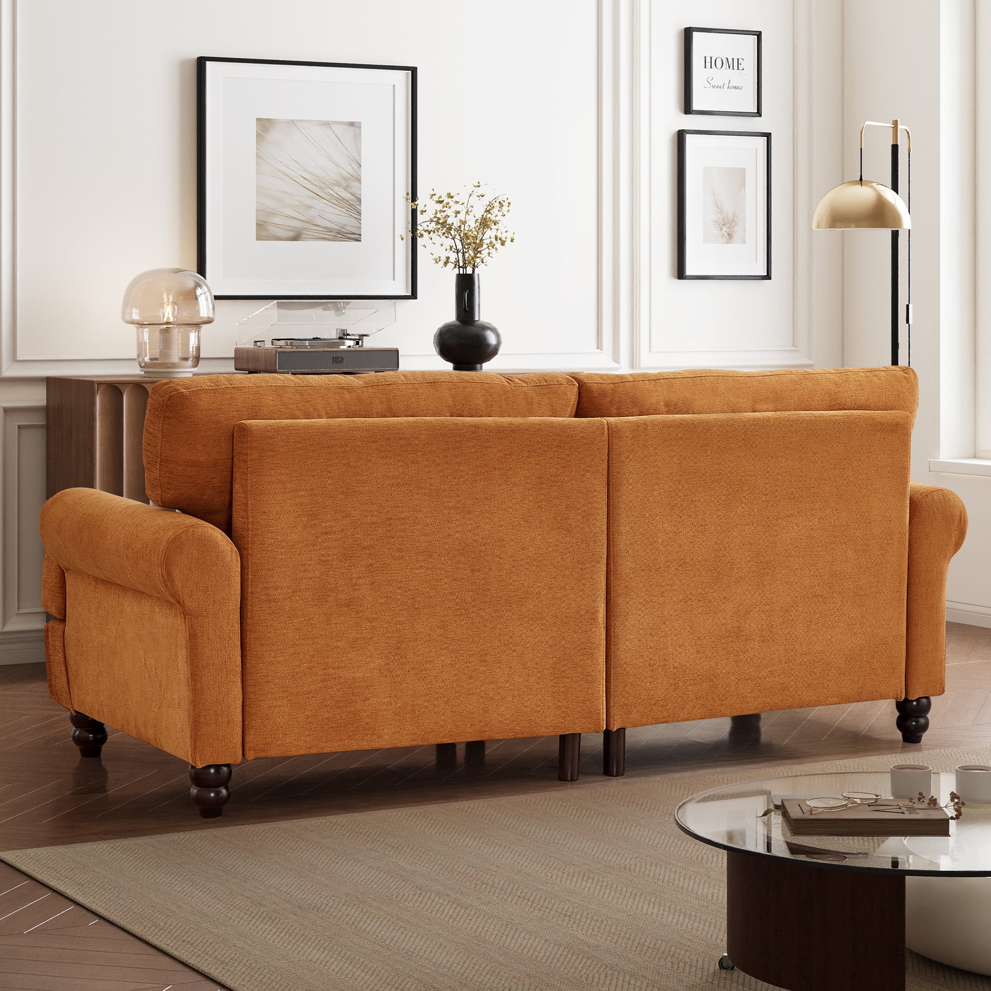 Me'on 81" Rolled Arm Sofa Couch with Storage, Mid Century Modern Decor Upholstered Couches for Living Room, Button Tufted Loveseat for Bedroom, Blue