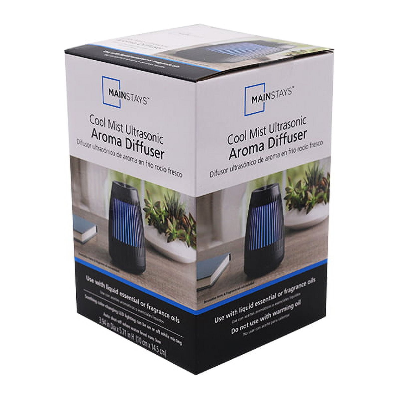 Mainstays Cool Mist Ultrasonic Cut Diffuser- Black, 100ml, Use with your Preferred Scented Oil