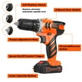 thumbnail image 3 of NEXPOW 24V Cordless Drill-Brushless Power Drill Set, 3/8" Keyless Chuck,18+1 Position Electric Drill, 2-Speed Transmission Tool Drill with 2Battery&Fast Charger, 3 of 8