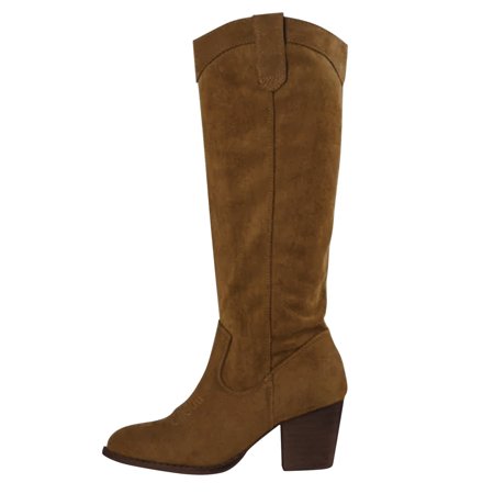 

Dezsed Women s Extra Wide Calf Mid Calf Boots Clearance Women Shoes Solid Color Square High Heels Casual Fashion Pointed Toe Suede Upper Slip-on Mid-calf Cowboy Boots Brown