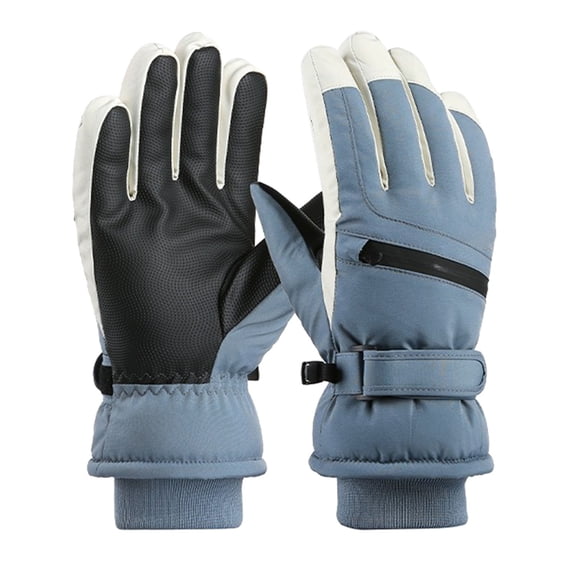 COMVALUE Kids Winter Windproof Waterproof Ski-Gloves Cold Weather Thick Snowboarding-Gloves for 6-12 Yrs (Blue, One Size)