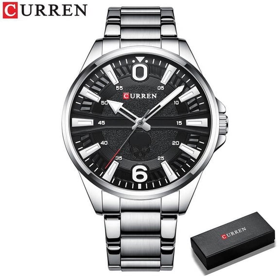 CURREN Watches Mens 2021 Fashion Casual Clock Stainless Steel Black Quartz Wristwatch for Male  Часы Мужские Наручные