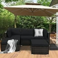 thumbnail image 2 of Costway 5PCS Patio Rattan Furniture Set Sectional Conversation Set Ottoman Table Black, 2 of 12