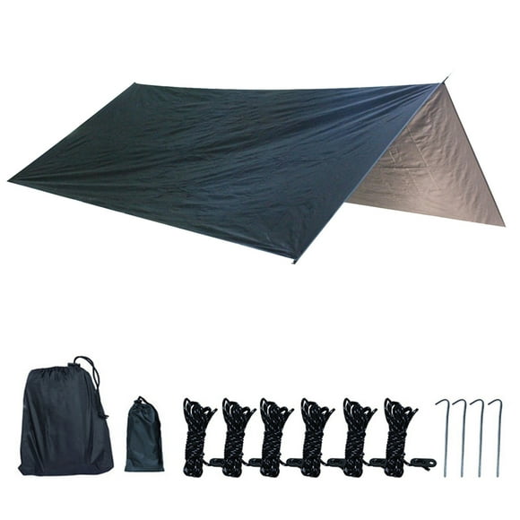 Matoen12 Camping Tarp with Poles, 9.8ftx9.8ft Camping Canopy, Waterproof Tent Tarp, Rain Shelter for Camping, Picnic, Beach, Extra Large, Lightweight and UV Resistant