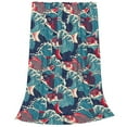 thumbnail image 2 of Honeii Fish In The Wave Print Fleece Blanket - Throw Blanket for Bed, Sofa, Couch, Camping, and Travel , Microplush Ultra Soft Warm Blanket-50"x40", 2 of 7