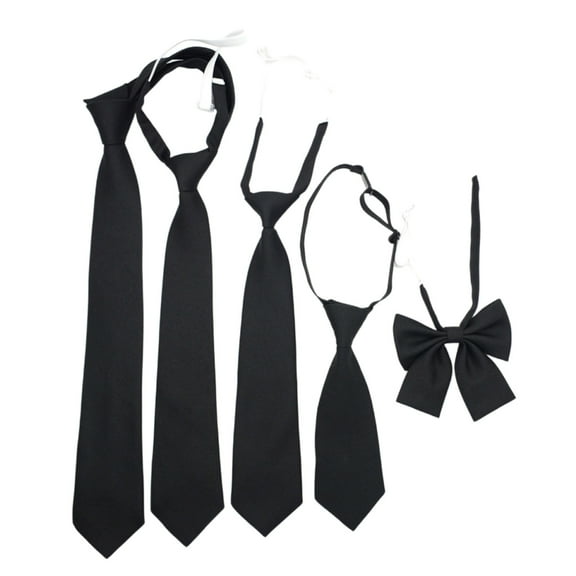 Huhudde Unisex Adjustable Pre-Tied Necktie Elegant Black Neck Tie Japanese Korean Bowtie Bowknot for School Uniform Neckwear