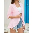 thumbnail image 5 of Summer Cardigan for Women Spring Netted Knit Ruffle Half Sleeve Cover Ups Pink L, 5 of 8