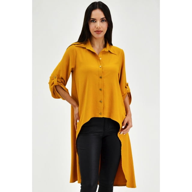 Maxiblusa asimétrica Roman Fashion /Juvenil, 1060 (Mostaza) ocre G Roman Fashion BL-ST-1060-MOSTAZA