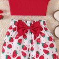 thumbnail image 4 of KPOPLK Toddler Baby Girl Summer Outfits Clothes Solid Color Waffle Sleeveless Ruffle Tank Tops Shorts Set Cute Infant Clothes(2-3 Years,Red), 4 of 8