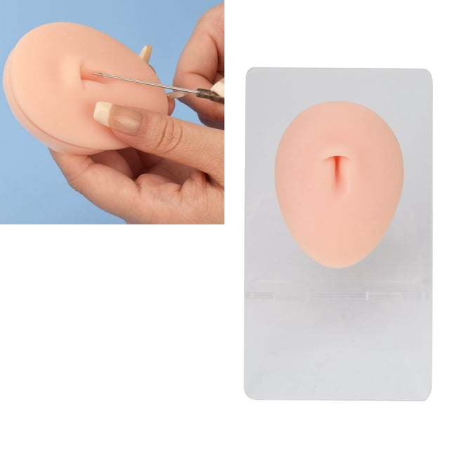 Soft Silicone Belly Button Model for Piercing Jewelry Display, Reusable, Easy to Operate with Support Stand, for Practicing Piercing Techniques, Showcase Jewelry