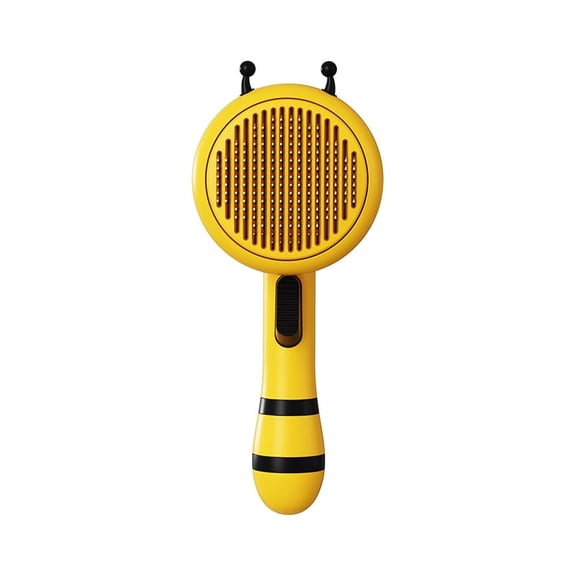 Little Bee One-Click Self-Cleaning Deshedding Brush for Cats & Dogs, Yellow