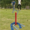 thumbnail image 4 of MD Sports 6 in 1 Backyard Combo Game Set, Volleyball, Badminton, Flying Disc, Lawn Dart, Horseshoes, Bottle Strike, Yellow/Red/Blue, 4 of 7
