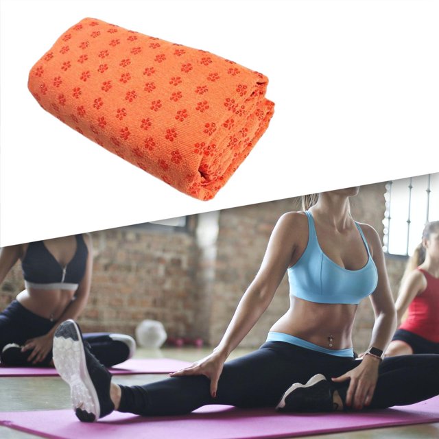 Esterilla de caliente, toalla de , accesorio de práctica suave, ejercicio de microfibra antideslizante para viajes, entrenamiento de interior, entrenamiento físico Naranja