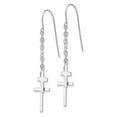 thumbnail image 2 of Real 14kt White Gold Chain Dangle Cross Shepherd Hook Earrings; for Adults and Teens; for Women and Men, 2 of 3