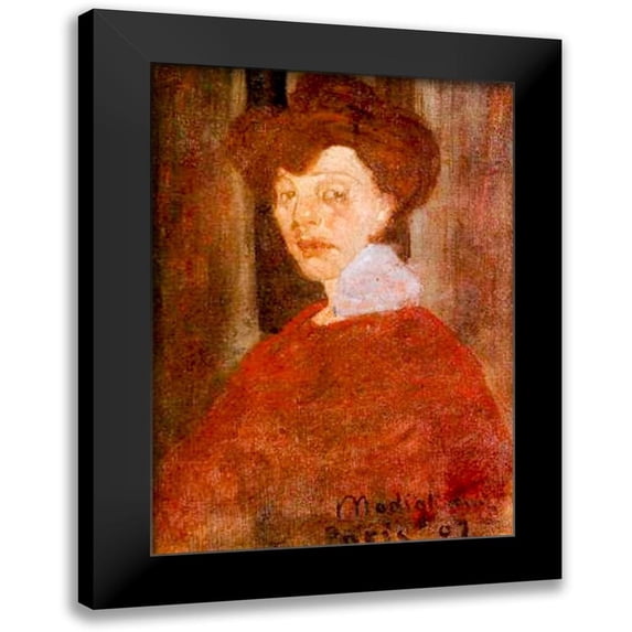 Modigliani, Amedeo 18x24 Black Modern Framed Museum Art Print Titled - Portrait of a Woman 1907