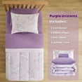 thumbnail image 2 of Sleep Zone Kids Comforter Set Twin Size, Jersey Knit 5 Pieces Bedding, Super Soft and Breathable Comforter with Sheets, Pillowcases (Purple Unicorns), 2 of 7